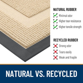 OLANLY front door mat beige low-profile design slides under doors smoothly.