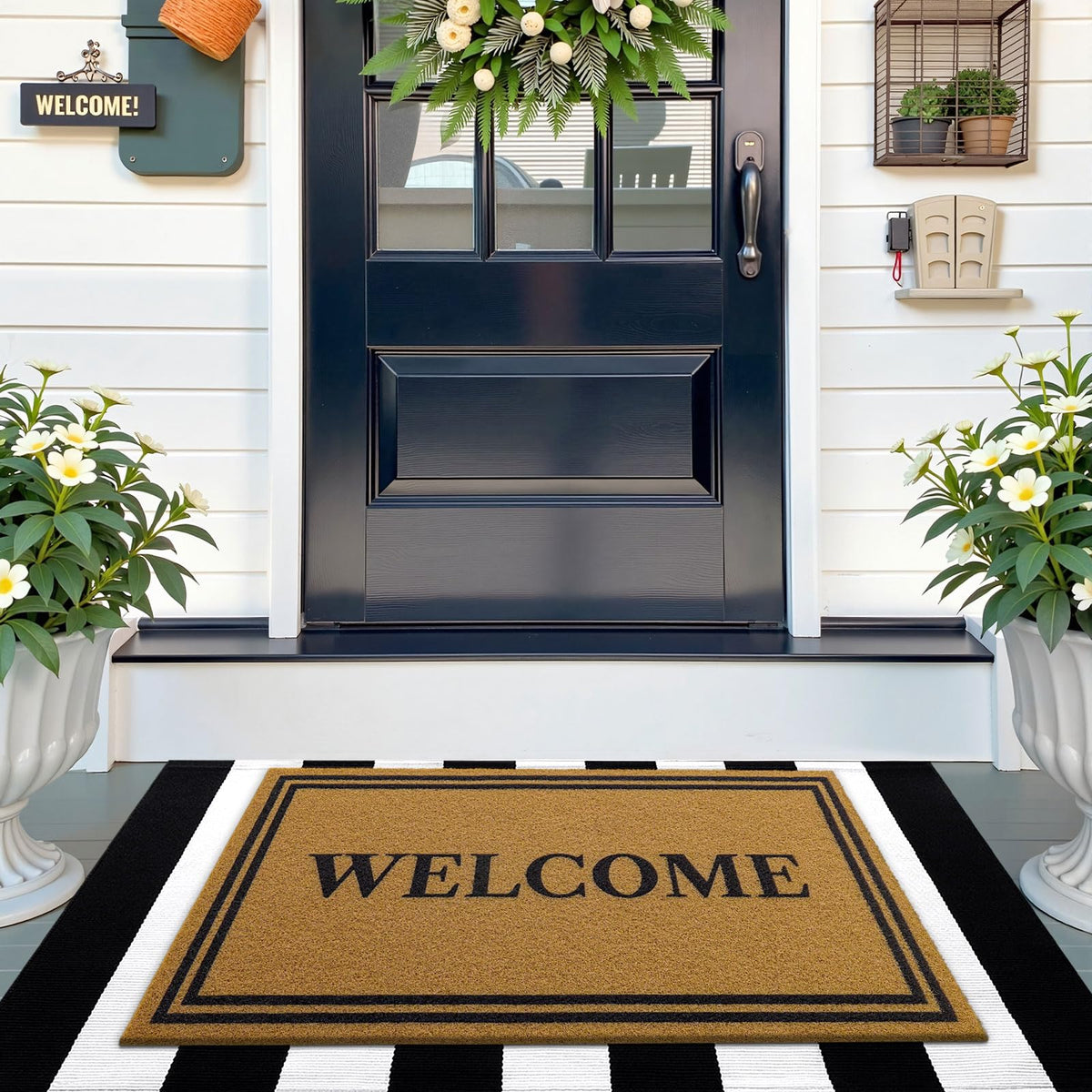 OLANLY brown color complements entryway decor.