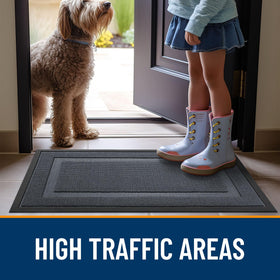 OLANLY front door mat charcoal gray aesthetic suits any entrance.