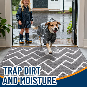 OLANLY front door mat removes dirt and moisture to protect indoor floors.