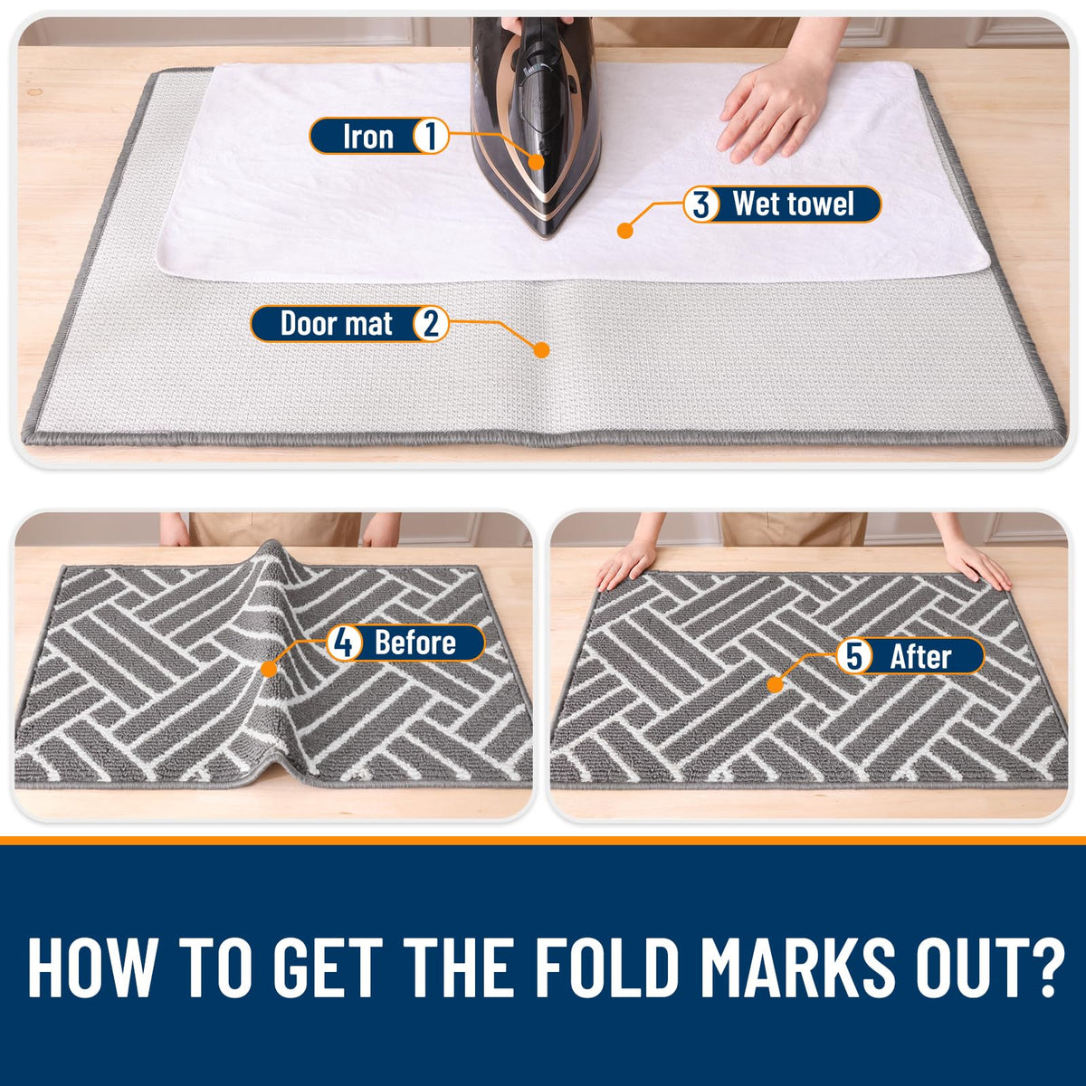 OLANLY front-door mat enhances entryway styling with grey finish