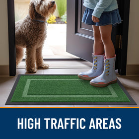 OLANLY front door mat suitable for high-traffic areas like porches and entryways.