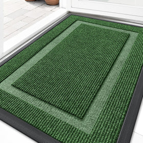 OLANLY front door mat low-profile design for seamless door clearance indoors or outdoors.