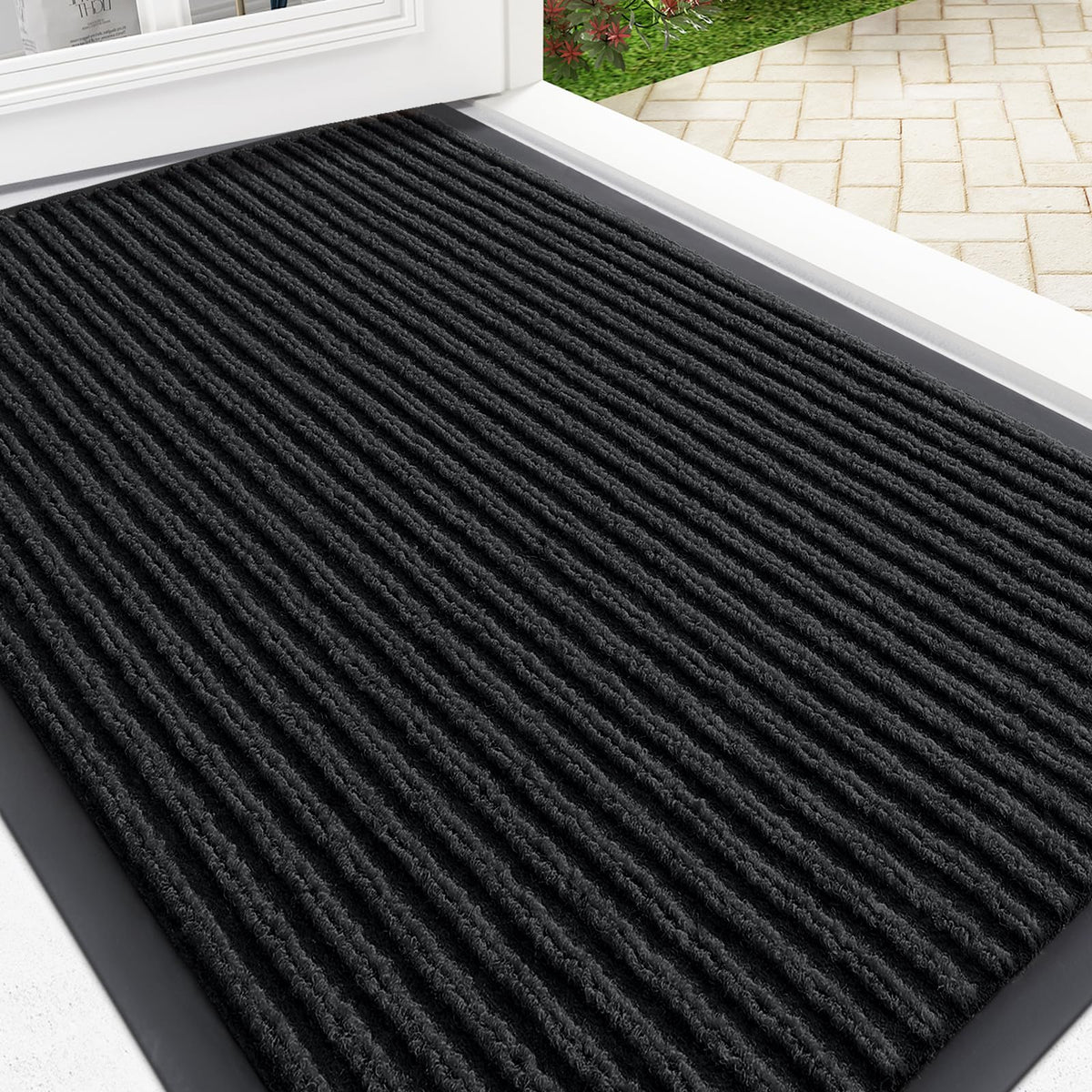 OLANLY front door mat for indoor-outdoor use, weather-resistant and durable.