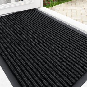 OLANLY front door mat with modern stripe pattern; helps trap dirt at entry.