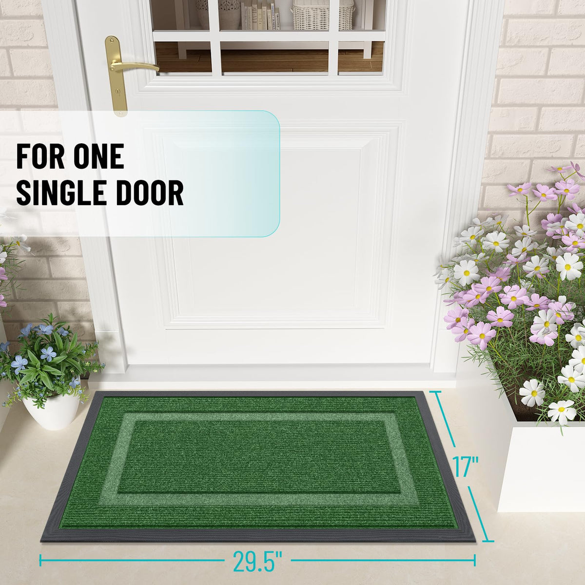 OLANLY front door mat natural rubber backing provides durability for daily use.