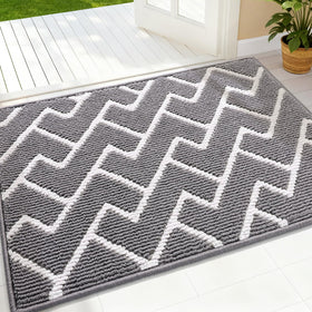 OLANLY front door mat with non-slip backing keeps entryways secure and clean.