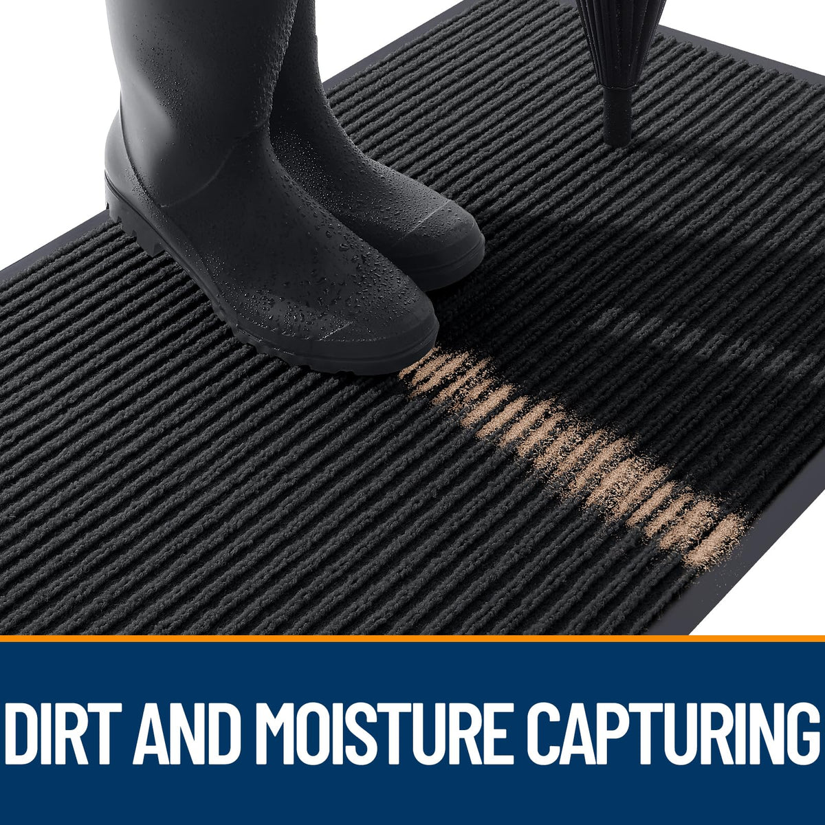 OLANLY front door mat with non-slip backing stays in place.