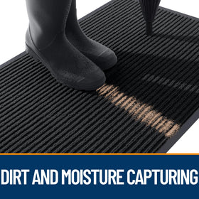 OLANLY front door mat with non-slip backing stays in place.