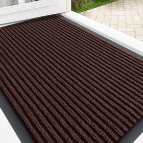 OLANLY front door mat with stripe pattern captures dirt and moisture at the entrance