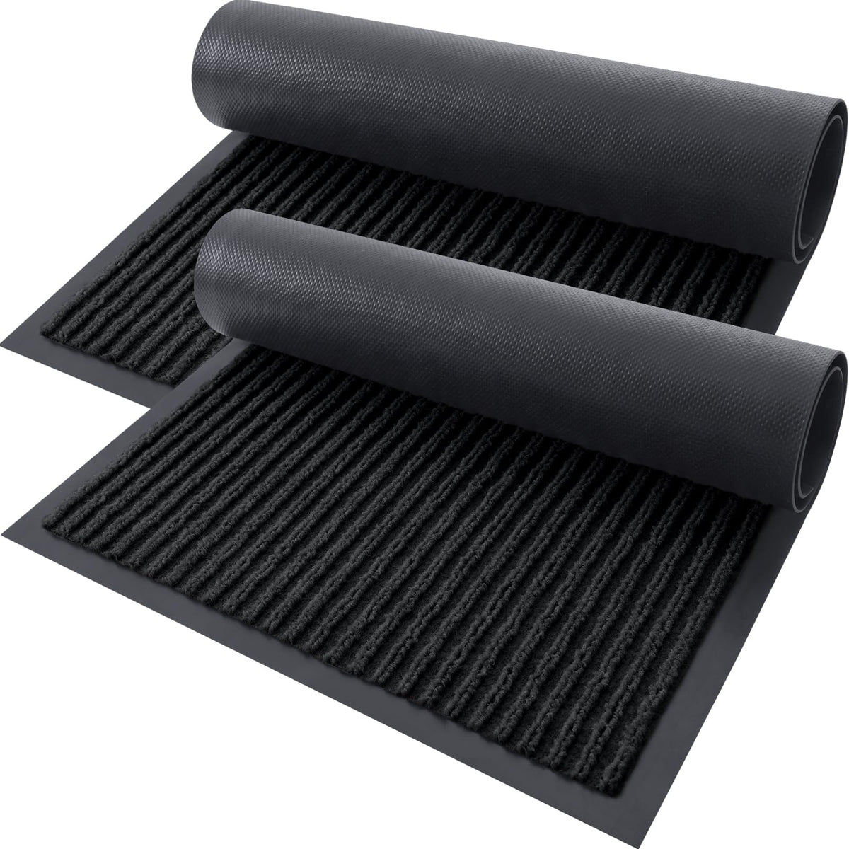 OLANLY front door mat stripe pattern for indoor-outdoor use traps dirt and enhances entryway.