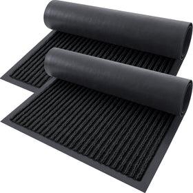 OLANLY front door mat stripe pattern for indoor-outdoor use traps dirt and enhances entryway.