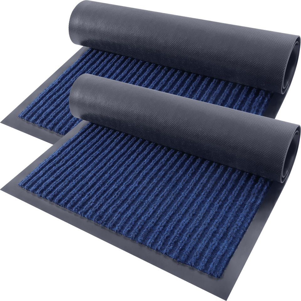 OLANLY front door mat with striped pattern traps dirt and keeps floors cleaner.