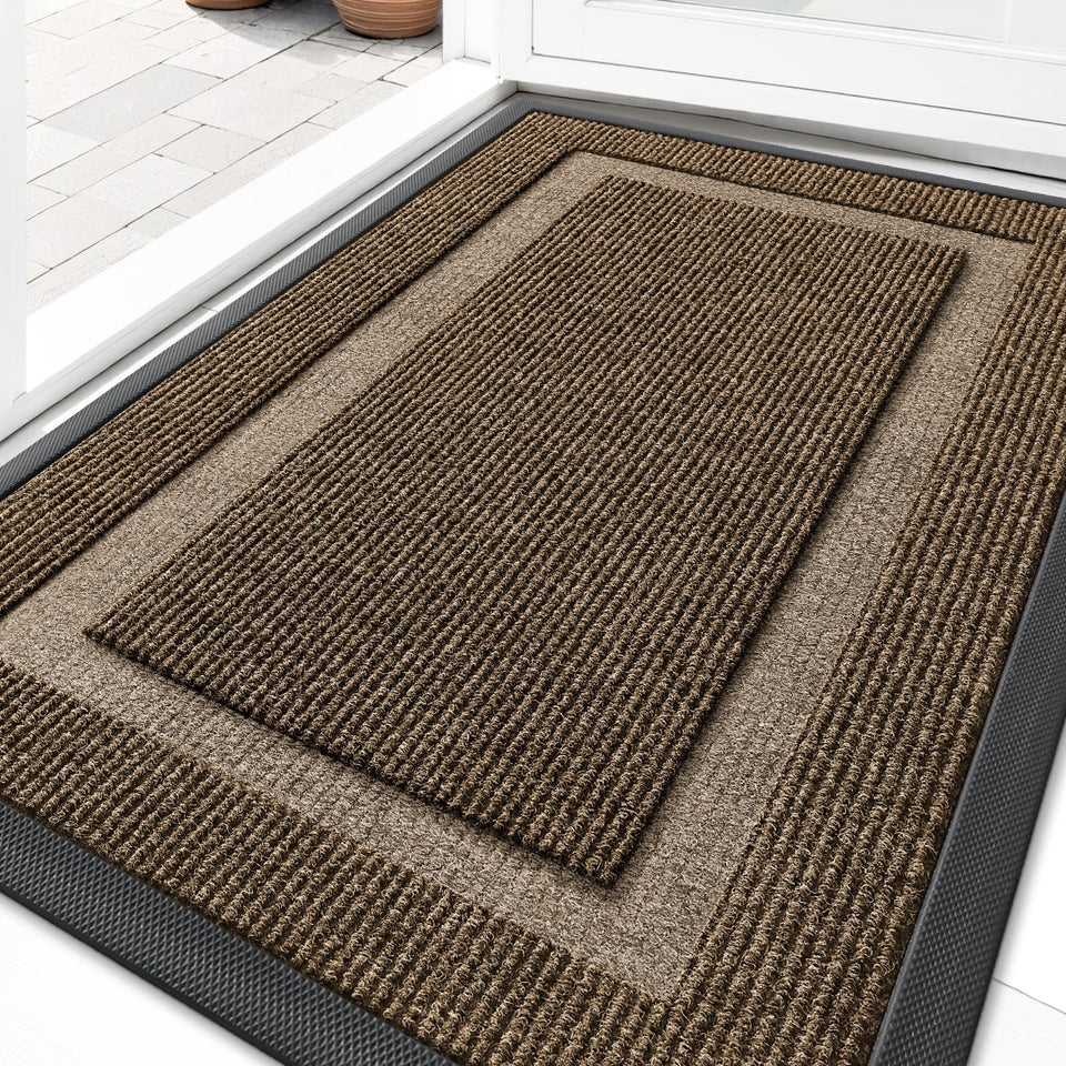 OLANLY Front Door Mat with sturdy rubber backing traps dirt at entryways