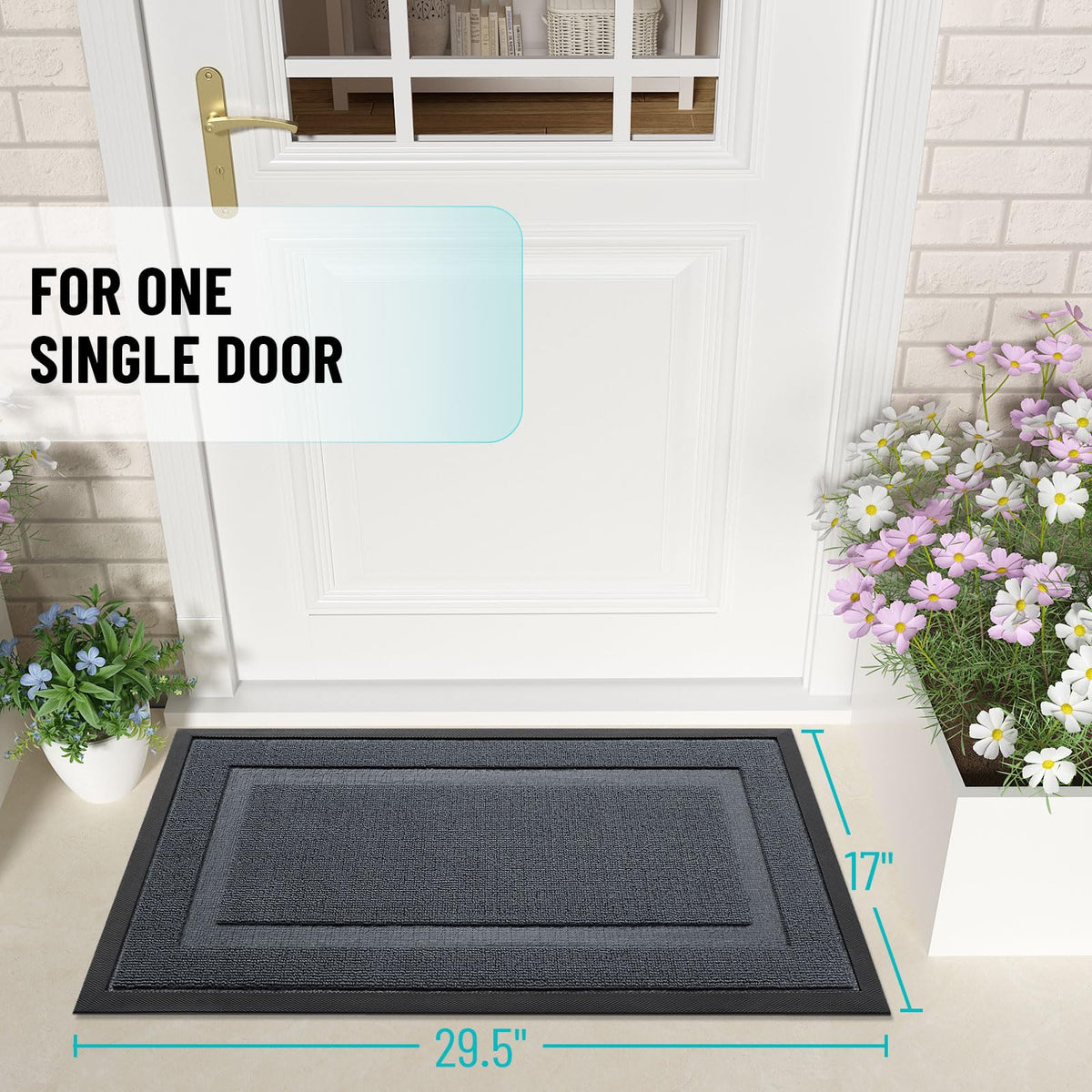 OLANLY front door mat top-side texture captures dirt for cleaner interiors.