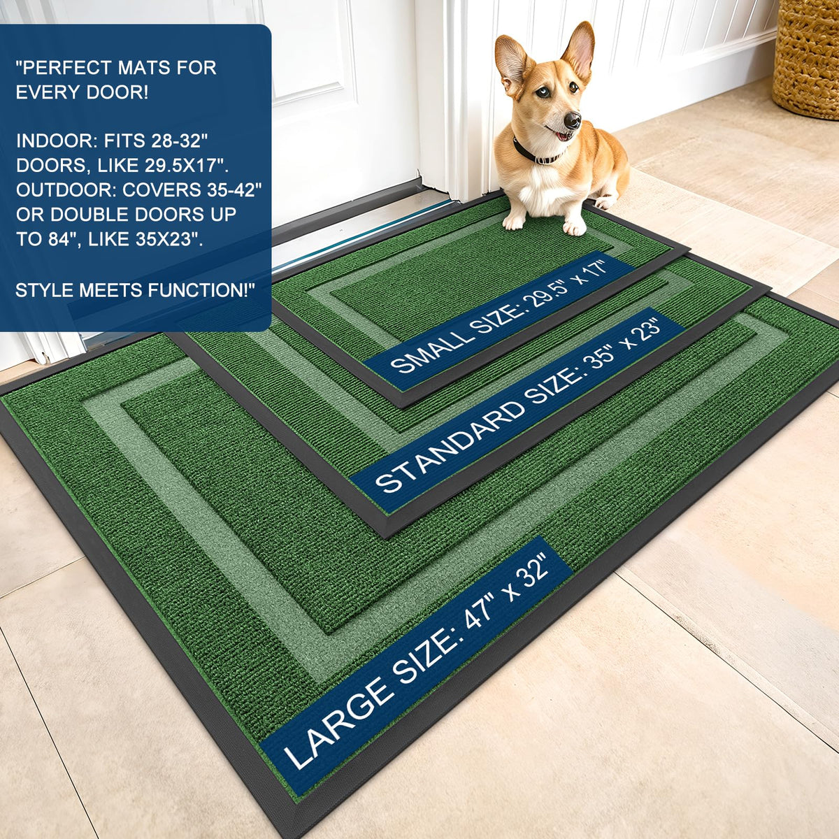 OLANLY front door mat waterproof for all-weather entryways.