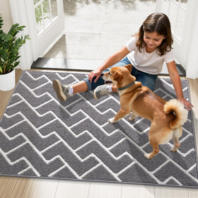 OLANLY 32x20 grey mat fits narrow entryways for compact spaces.