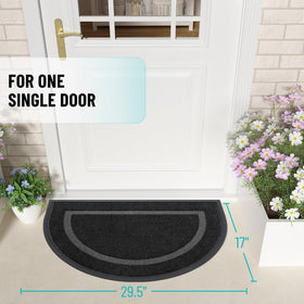 OLANLY half-circle door mat dirt-moisture grooves help keep debris outside.