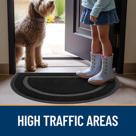 OLANLY half-circle door mat durable natural rubber backing handles high-traffic entrances.