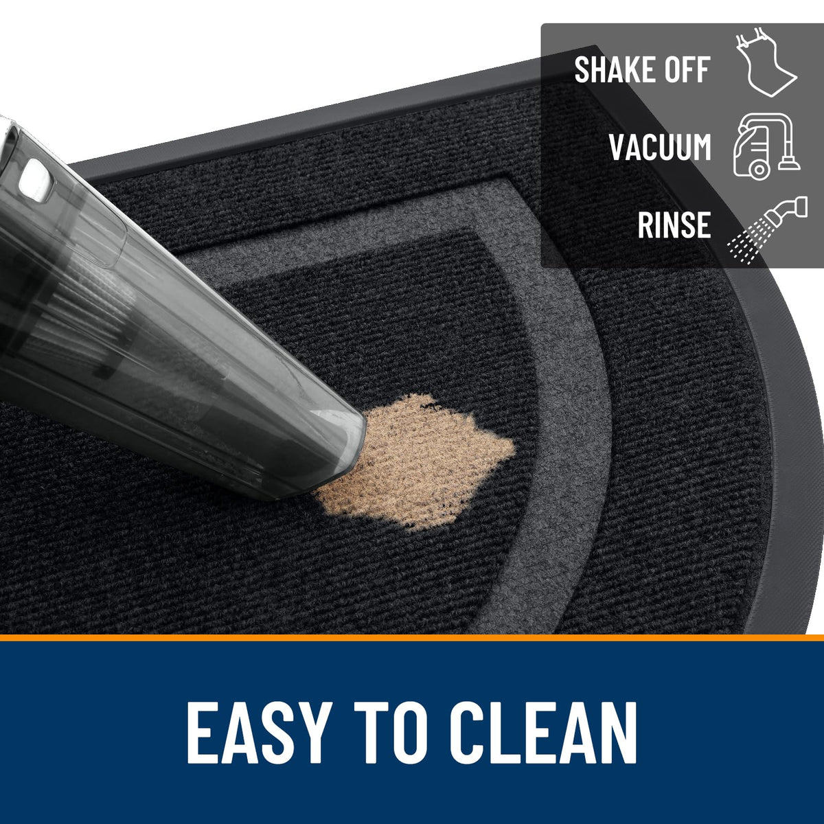 OLANLY half-circle door mat low-profile silhouette fits under most doors.
