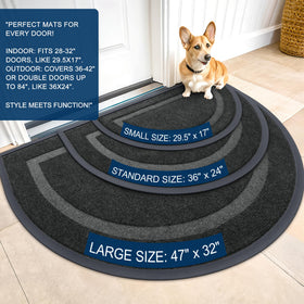 OLANLY half-circle door mat natural rubber backing provides sturdy grip on wet floors.