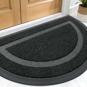 OLANLY half-circle door mat topside weave traps dirt at entry for cleaner floors.