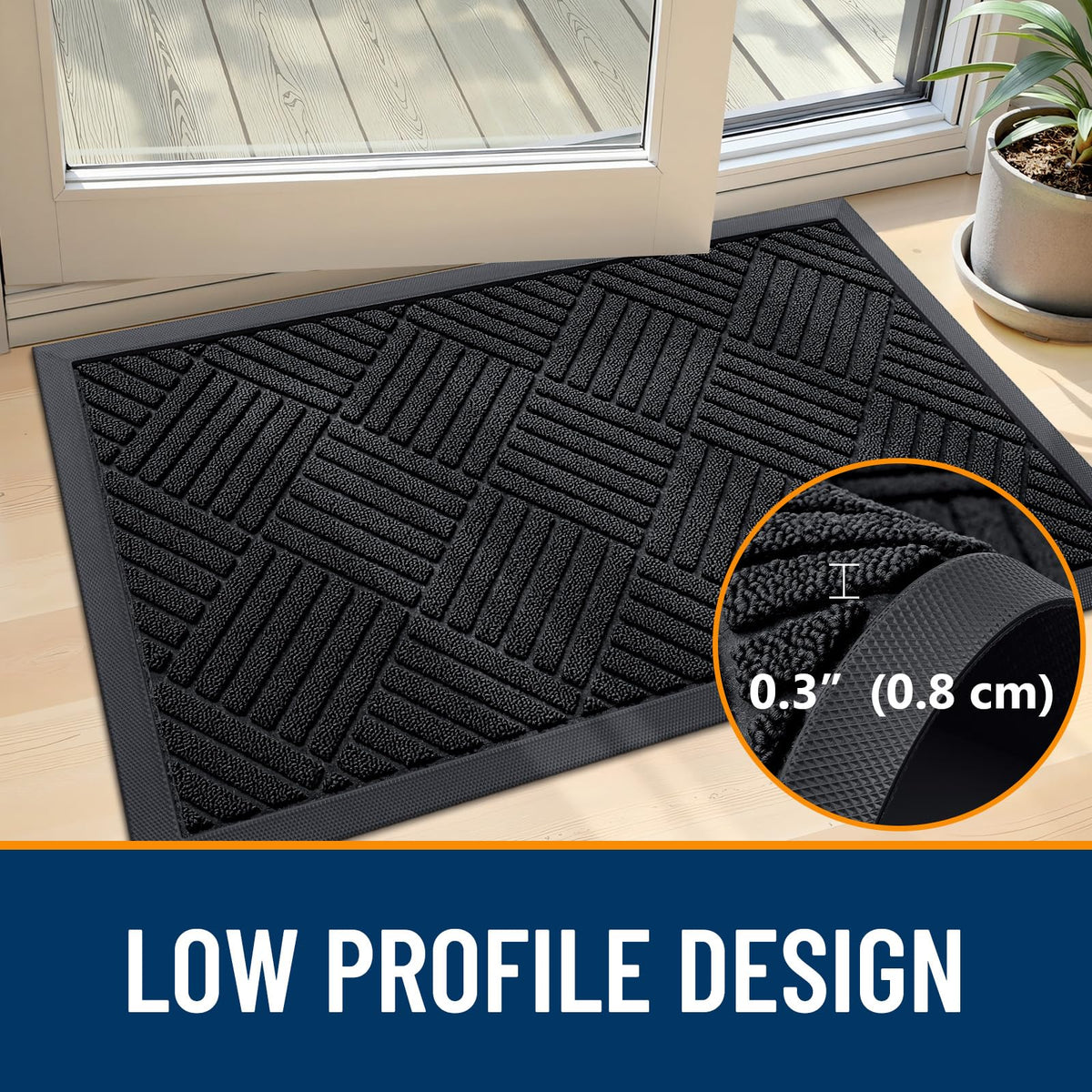 OLANLY heavy-duty rubber backing prevents slipping and floor scratches.