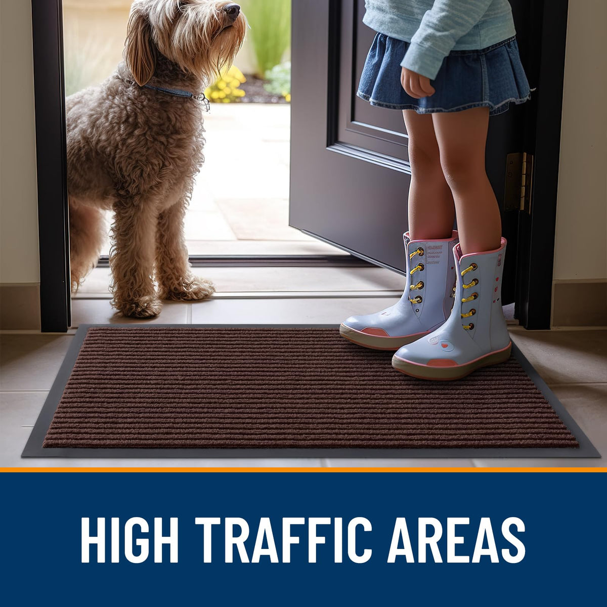 OLANLY heavy-traffic entryway mat withstands daily wear and dirt.