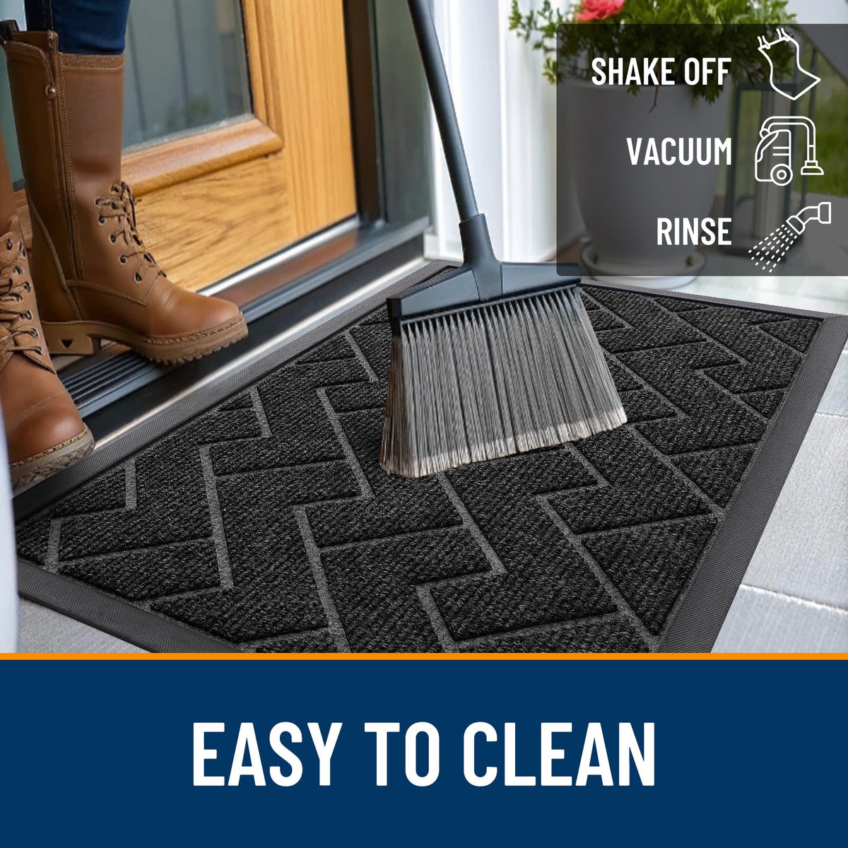 OLANLY mat suitable for indoor and outdoor use, ideal for foyers, porches, and garages.