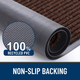 OLANLY front door mat features a low-profile design for easy door clearance