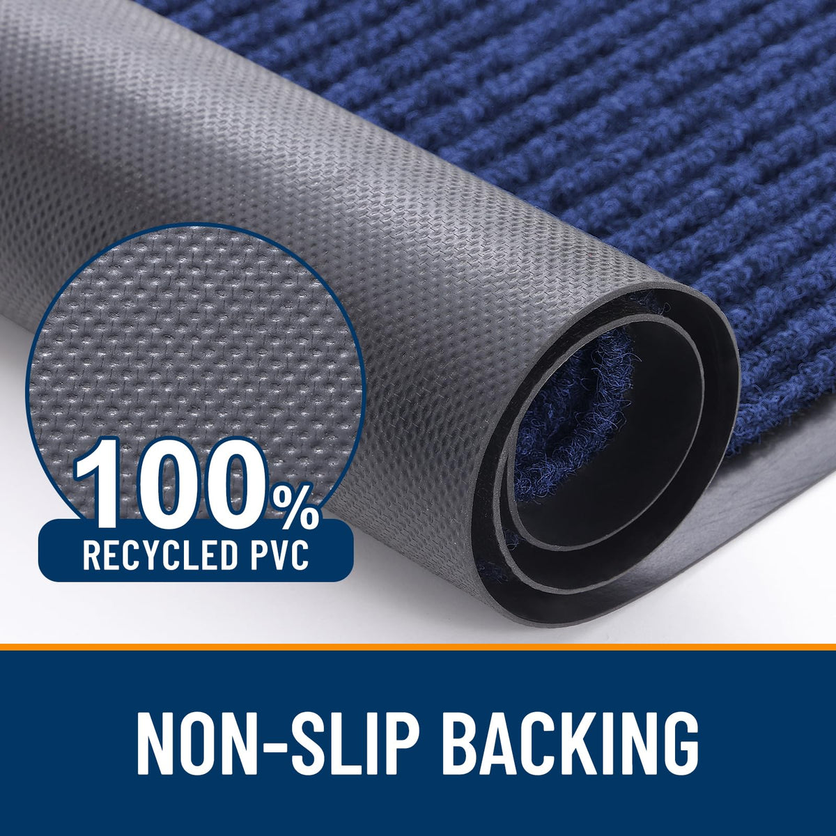 OLANLY low-profile 0.3-inch door mat clears doors smoothly.