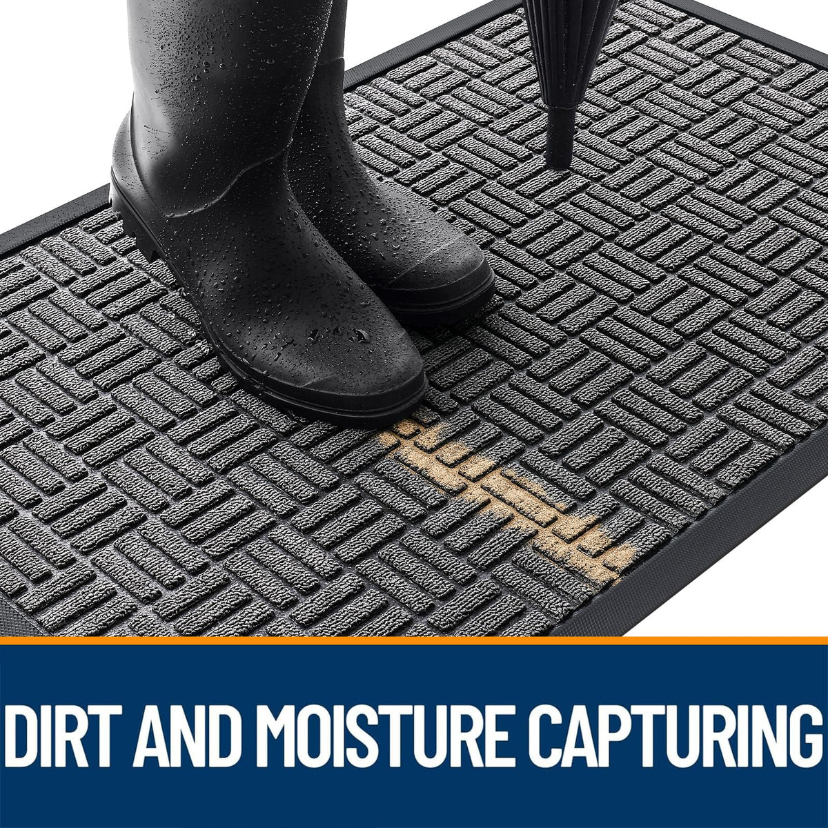 OLANLY low-profile front door mat with a 0.3-inch slim profile.