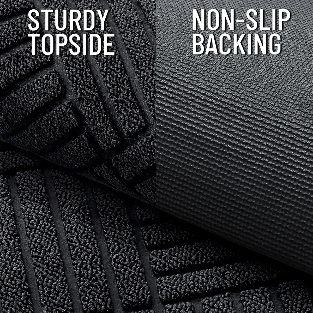 OLANLY mat with low-profile 0.3 inch sits flush under doors.