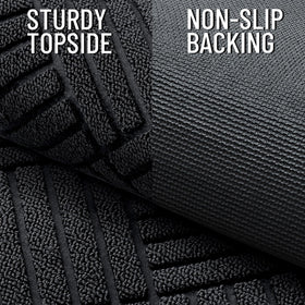 OLANLY mat with low-profile 0.3 inch sits flush under doors.