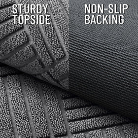 OLANLY mat with dirt-trapping weave scrapes mud and debris from footwear.