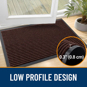 OLANLY non-slip backing keeps the mat securely in place at busy thresholds.