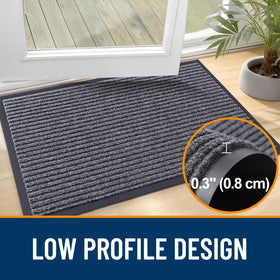 OLANLY mat with non-slip backing stays securely in place.