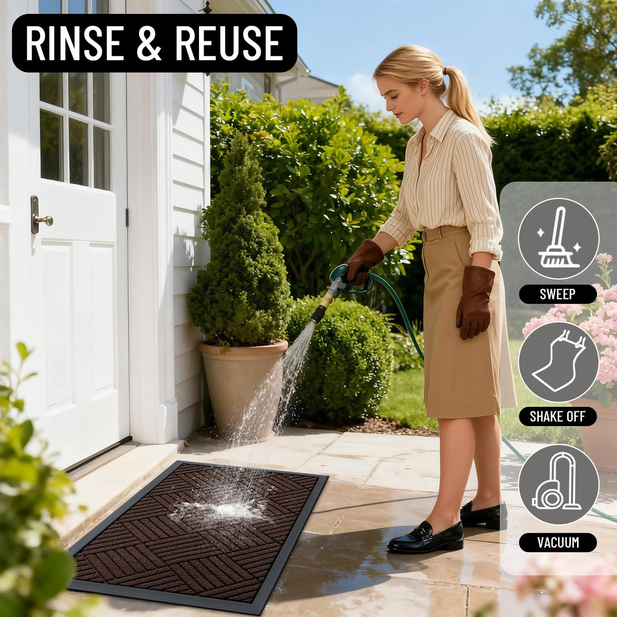 OLANLY non-slip edge stabilizes the mat during foot traffic.