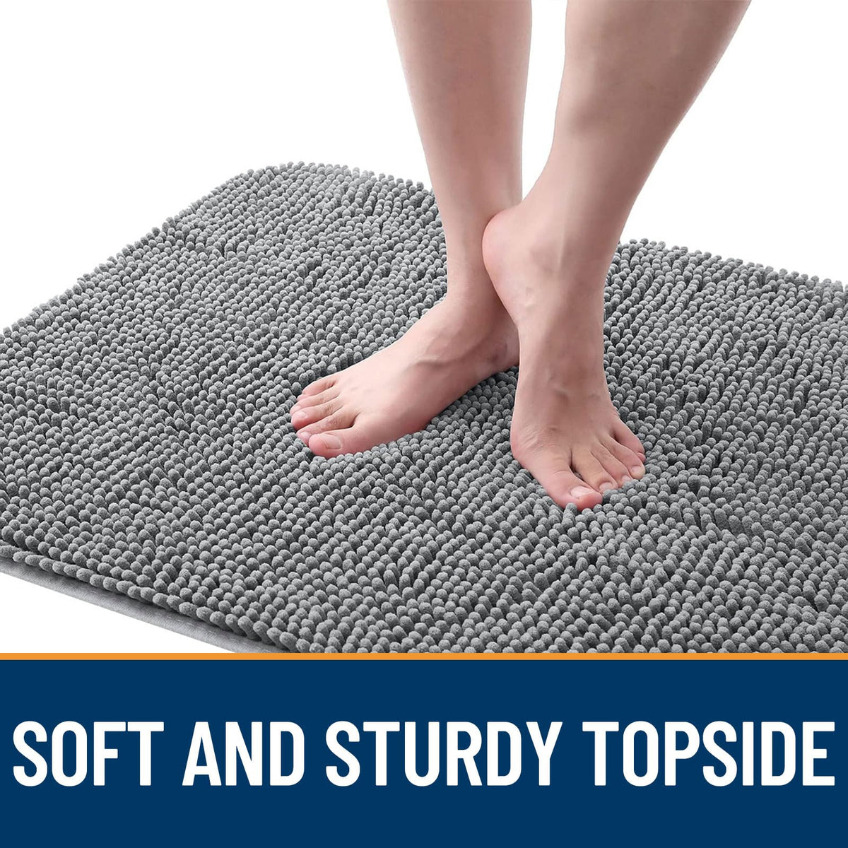 OLANLY non-slip rubber-backed mat prevents shifting on dry floors.