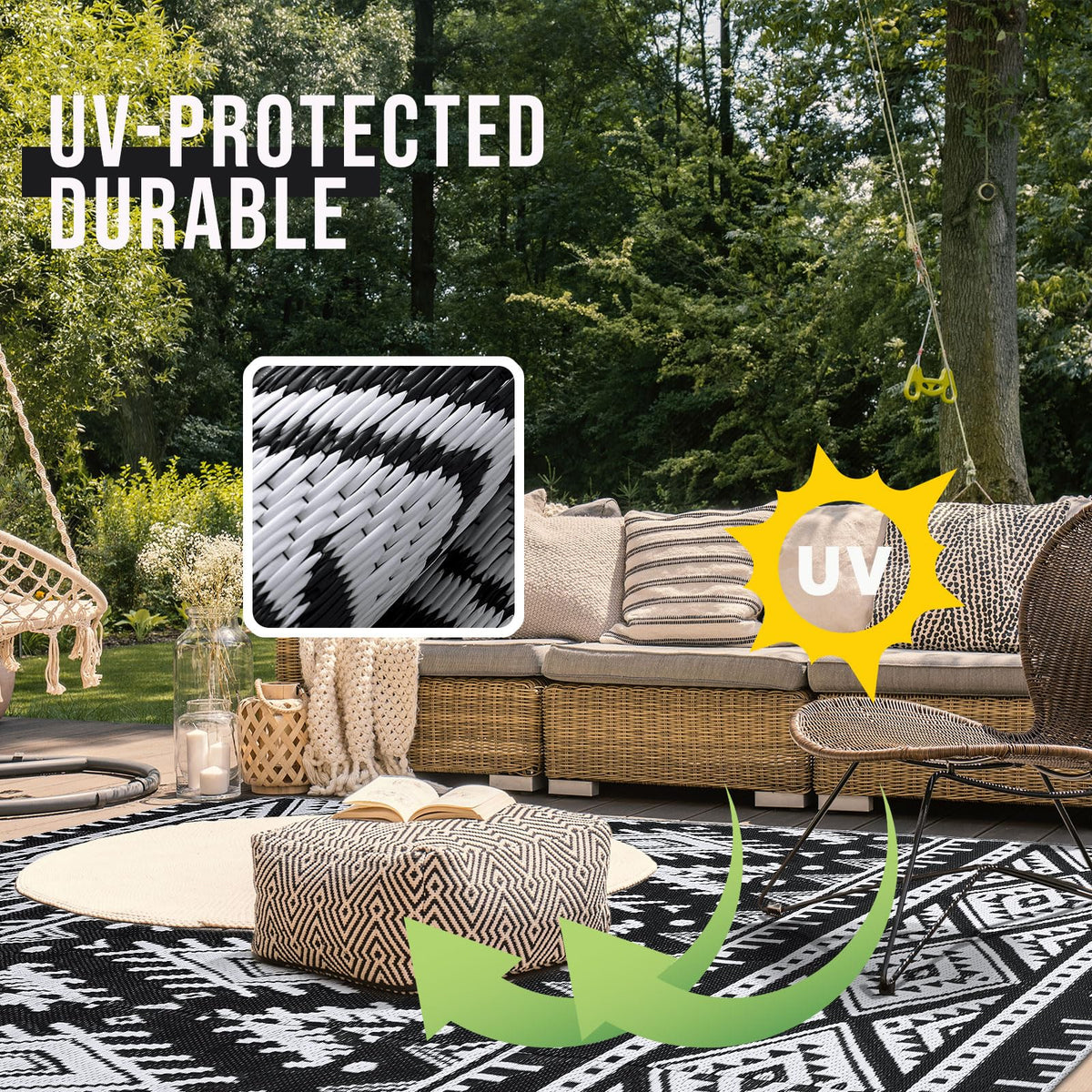 OLANLY outdoor rug waterproof and quick-drying for fast cleanup
