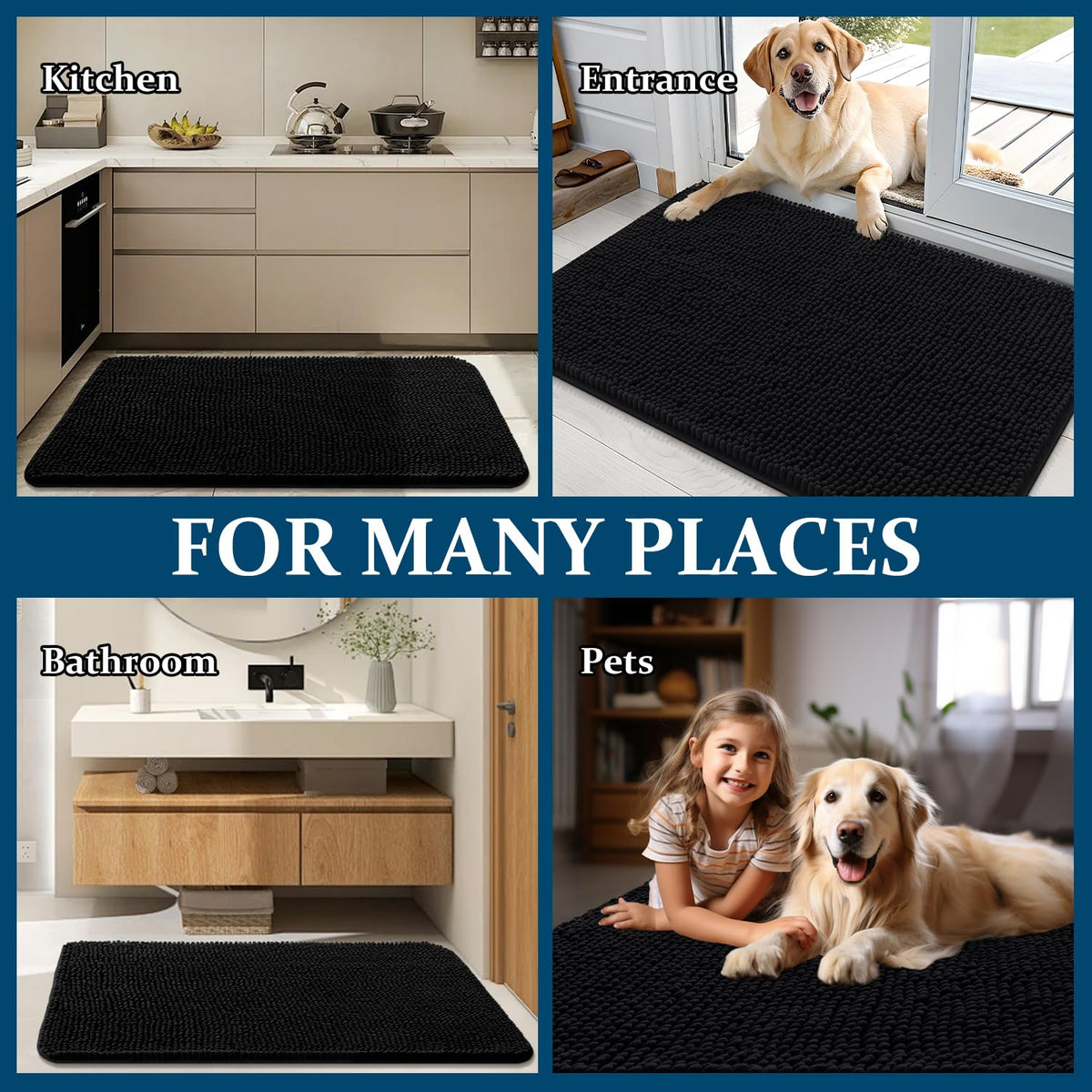 OLANLY 48x30 chenille mat delivers quick-dry performance after washing.