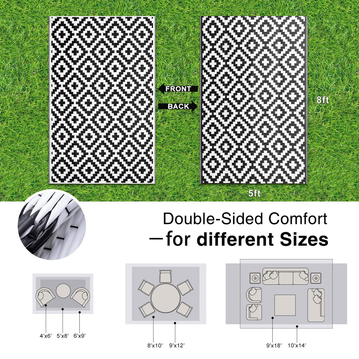 OLANLY reversible geometry rug shows two modern patterns in one 5x8 piece.