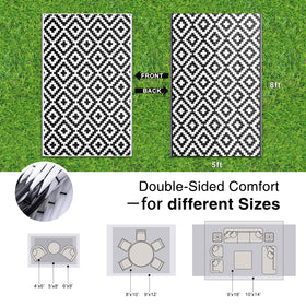 OLANLY reversible geometry rug shows two modern patterns in one 5x8 piece.