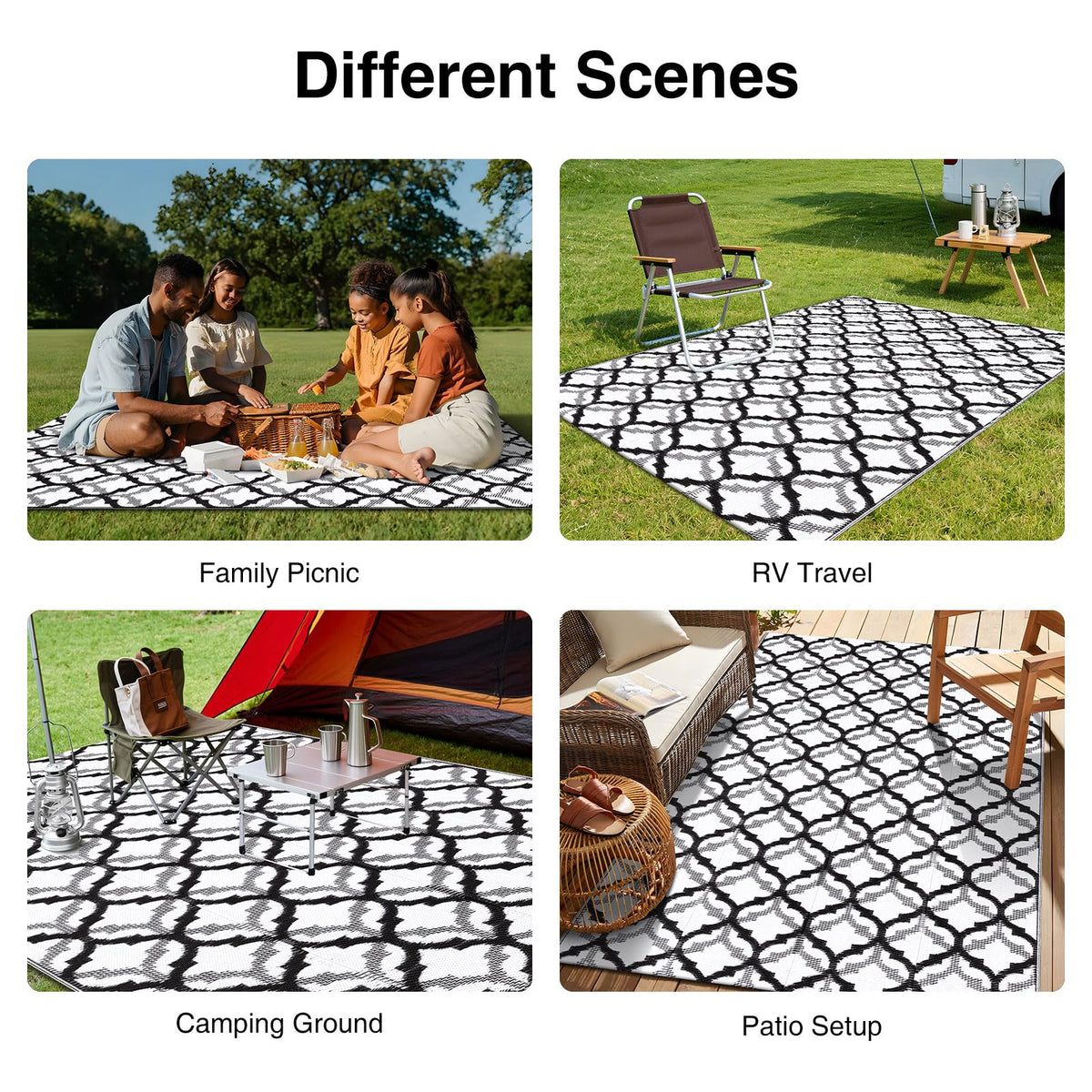 OLANLY lightweight 5x8 rug, foldable and portable for travel and events.