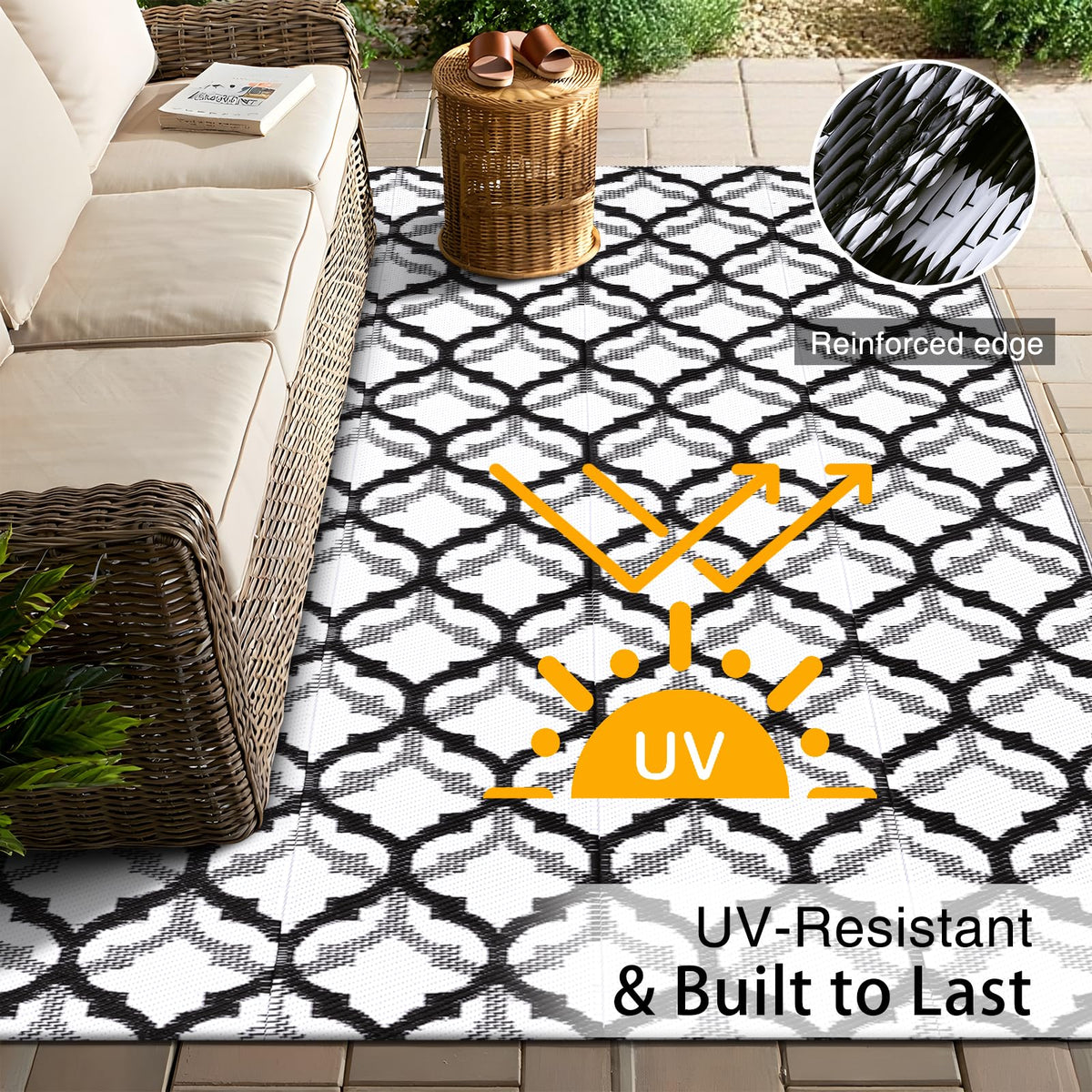 OLANLY rug 5x8 made from waterproof material, easy cleaning for outdoor spaces.