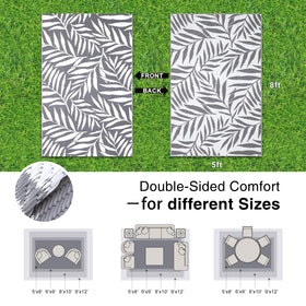OLANLY reversible rug with tropical leaves, two looks, durable and quick-drying.