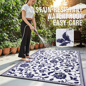 OLANLY stain-resistant and quick-drying outdoor rug for easy post-use cleanup.