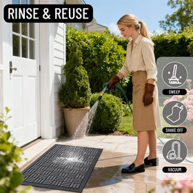 OLANLY textured surface traps dirt and debris for a cleaner doorway.