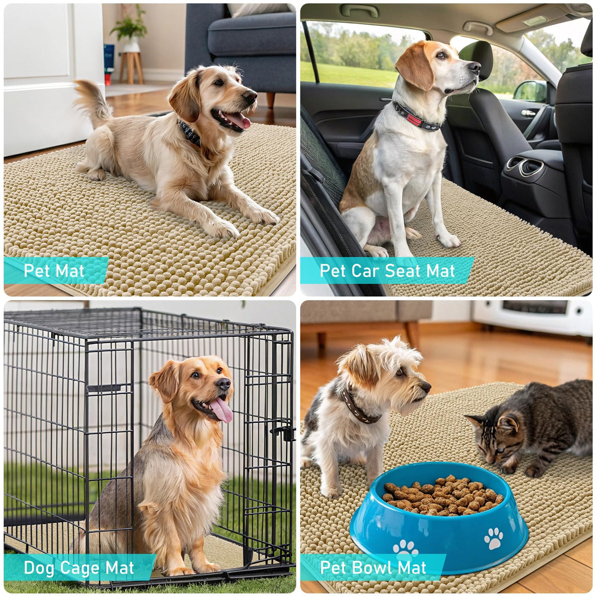 OLANLY mat stays under bowls to catch spills and drips.