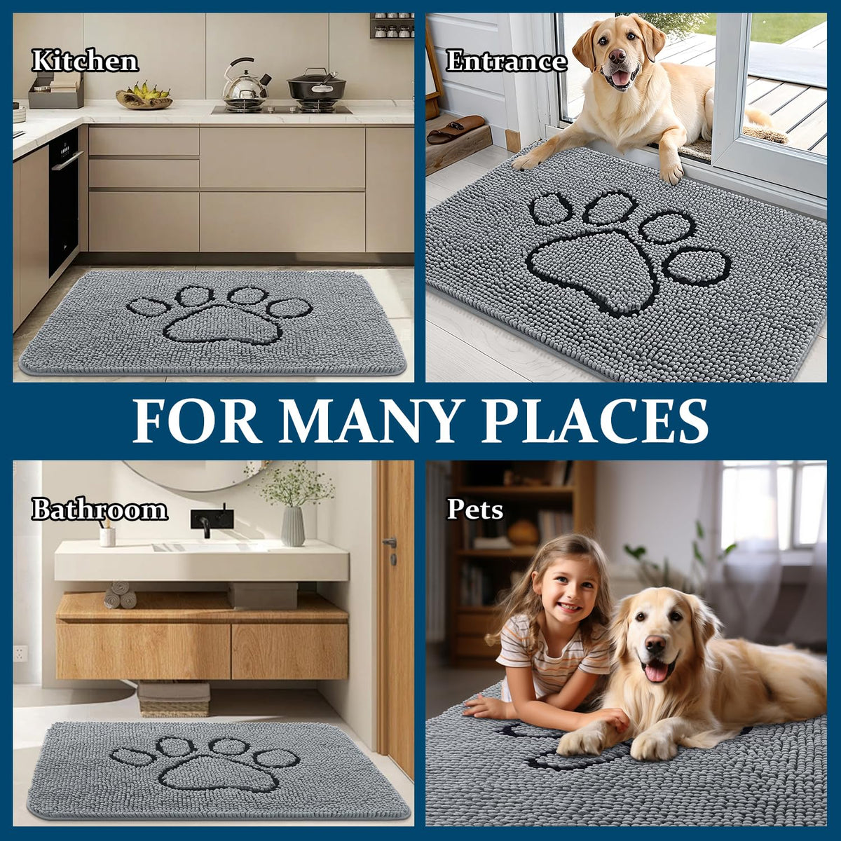OLANLY versatile use indoor outdoor mat for entryways, crates, bowls, and cars.